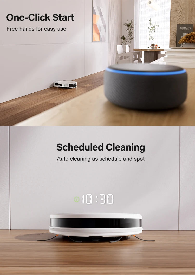 Purerobo K5 Robot Vacuum Cleaner 3-in-1 with 3KPa Suction Smart Gyro Navigation Automatic Sweep Mop for Home Cleaning Tuya App