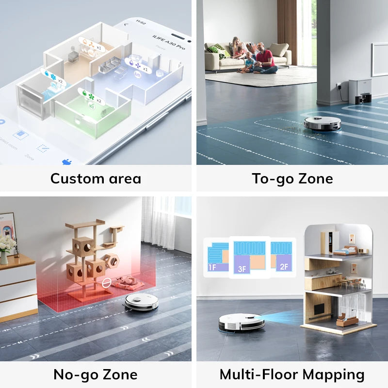 ILIFE A30 PRO 5000Pa Suction, Robot Vacuum and Mop Combo, Self emptying, 60 day capacity,  App/remote , 180 minute running time