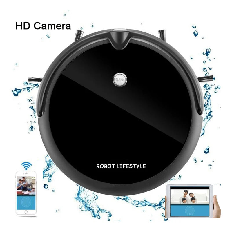 Robot Vacuum Cleaner HD Camera Video Call, Wet Dry Mopping, Auto Self Charge, Spot Cleaning, Edge Cleaning, 2600mAh Lithium