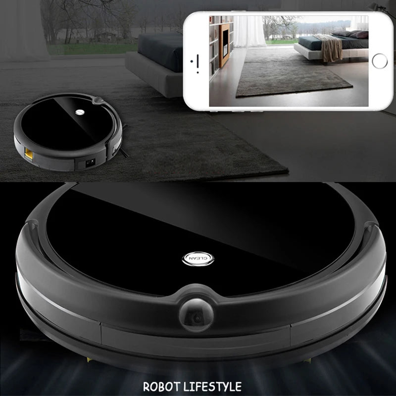 Robot Vacuum Cleaner HD Camera Video Call, Wet Dry Mopping, Auto Self Charge, Spot Cleaning, Edge Cleaning, 2600mAh Lithium