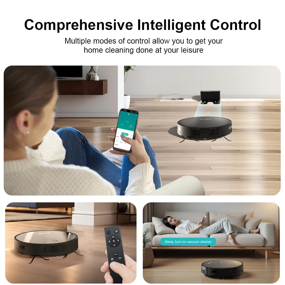 Robot Vacuum Cleaner Combo Mop,6000PA Suction Robotic,WiFi/Voice Control,Auto-Recharge,Pet Hair For Home Vacuum Cleaning Robotic