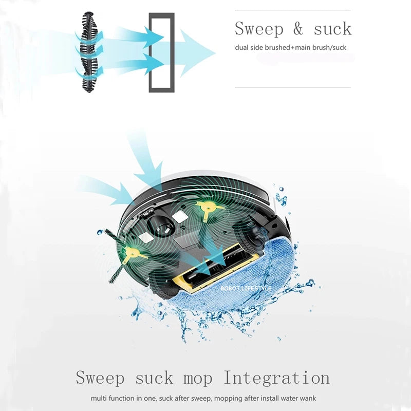Robot Vacuum Cleaner HD Camera Video Call, Wet Dry Mopping, Auto Self Charge, Spot Cleaning, Edge Cleaning, 2600mAh Lithium